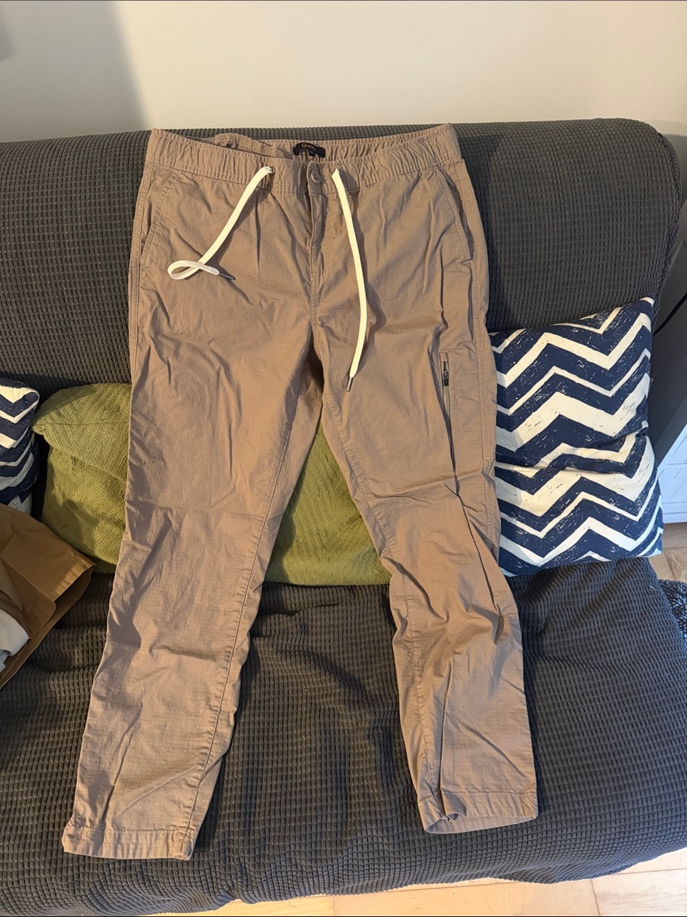 Quince Straight-Leg Drawstring Pants - Brown with White Drawcord